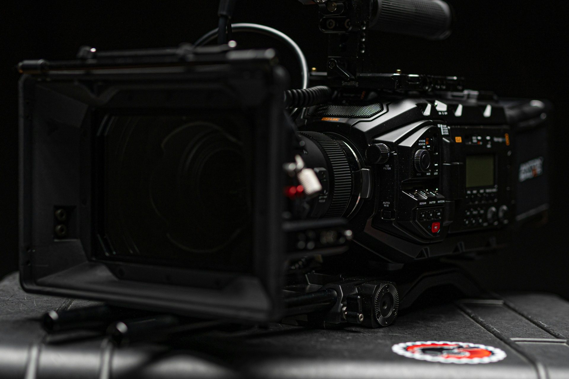 black and red video camera