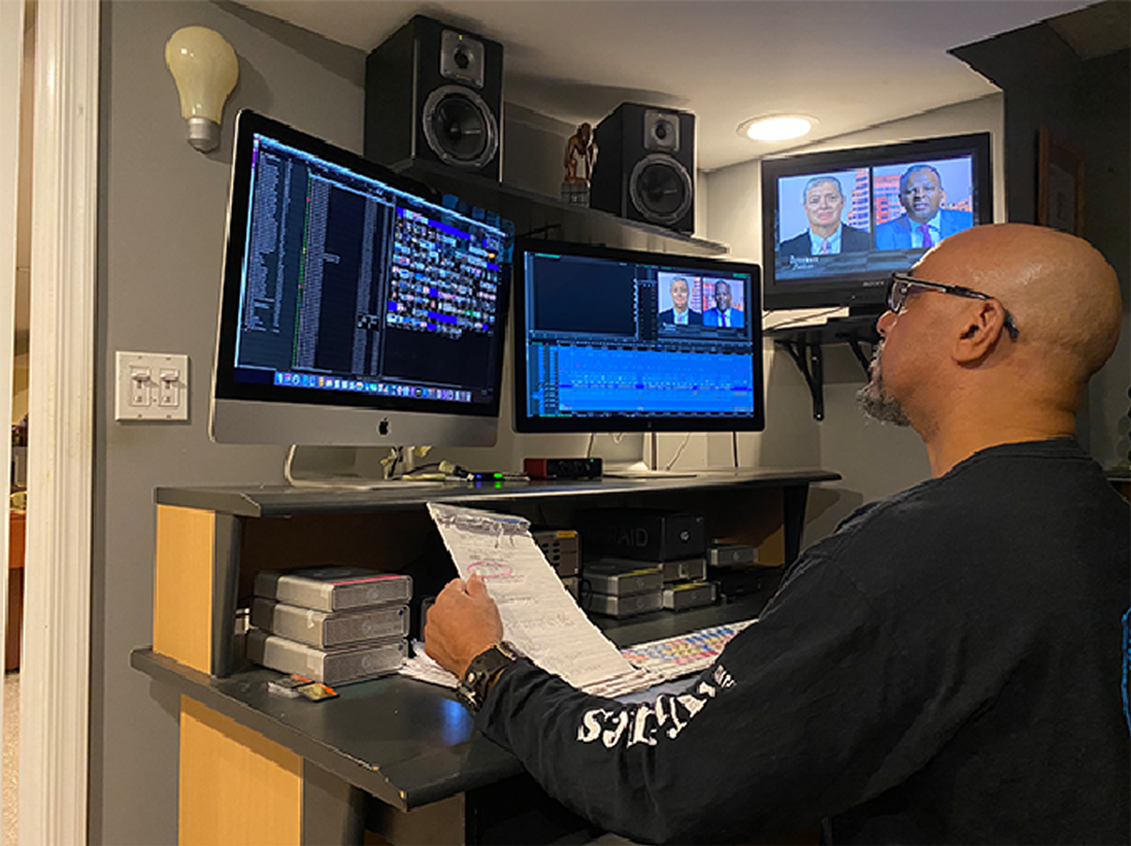 Man working at computers