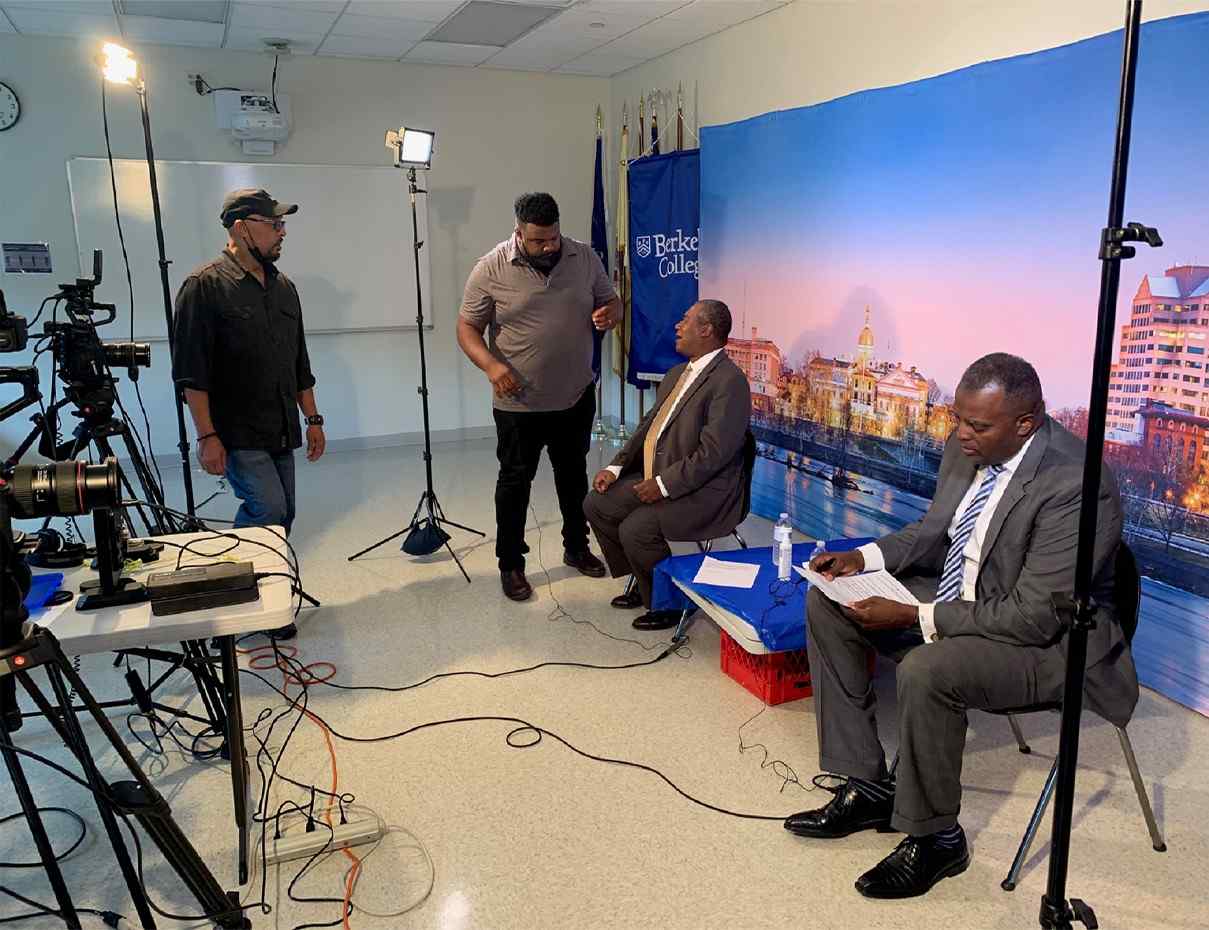 Video shoot with three men