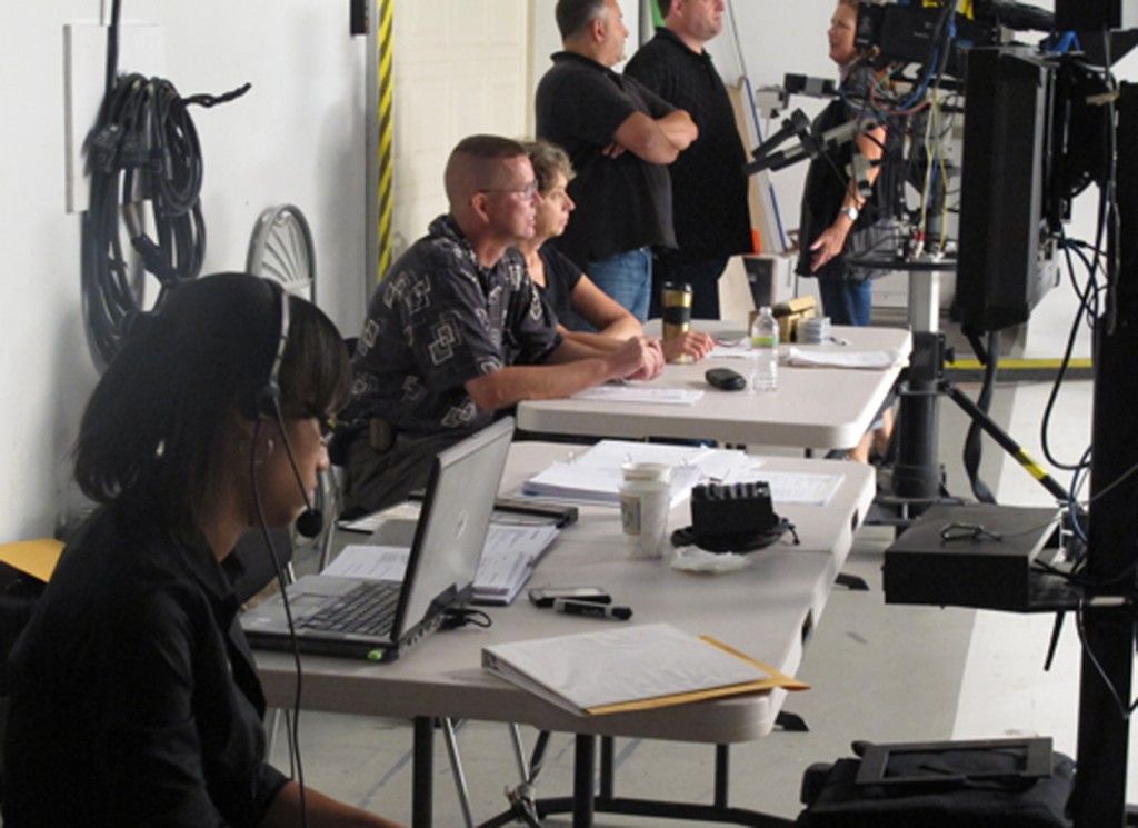 Production team in discussion setting